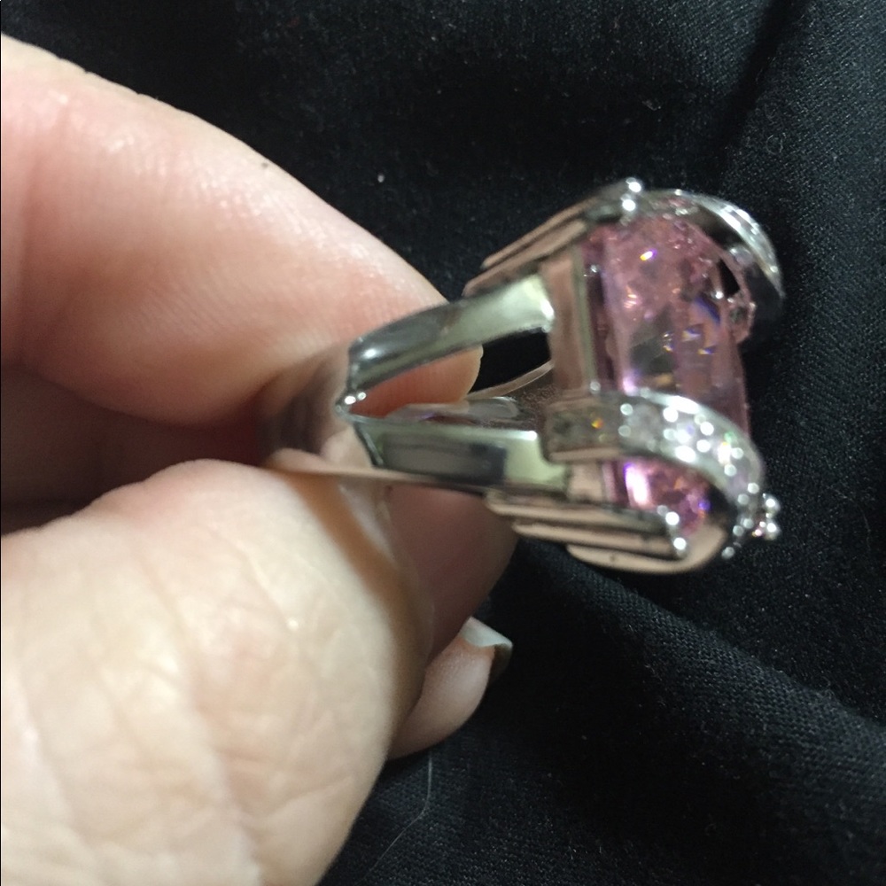 Pink Sapphire .925 Sterling Ring With Accents - Picture 7 of 8